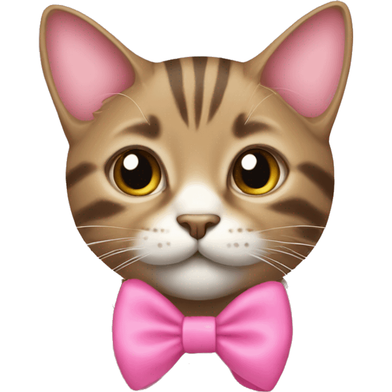 Tabby cat with a pink bow emoji