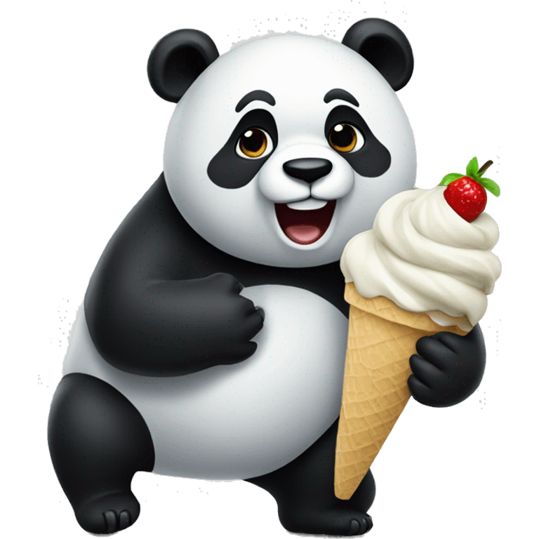 Panda eating ice cream emoji