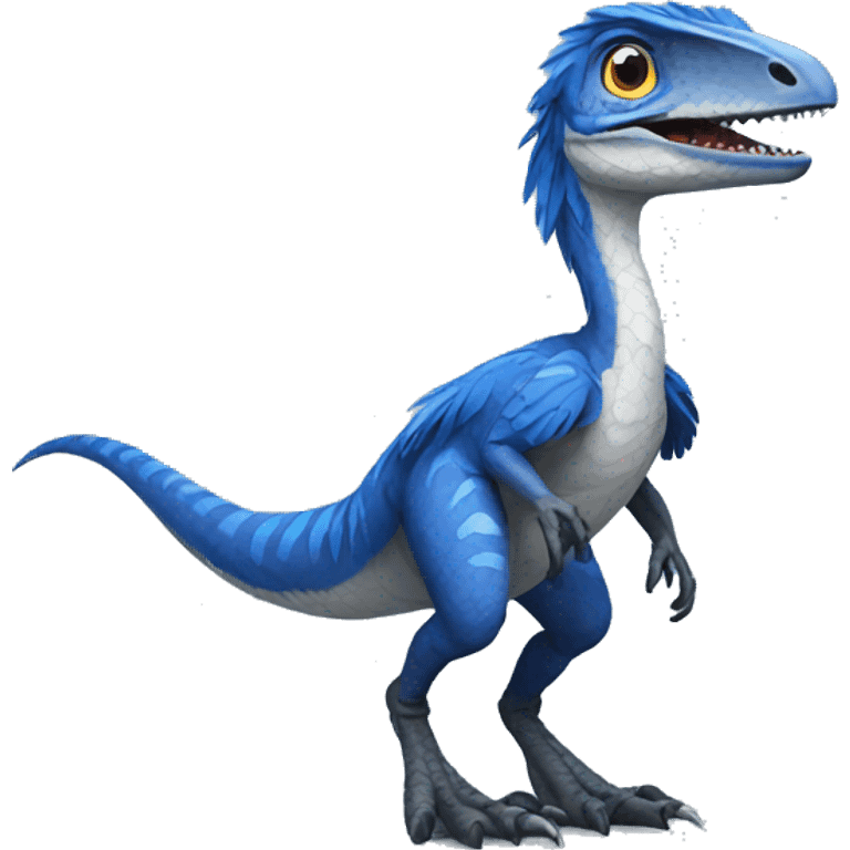 Velociraptor with blue feathers emoji