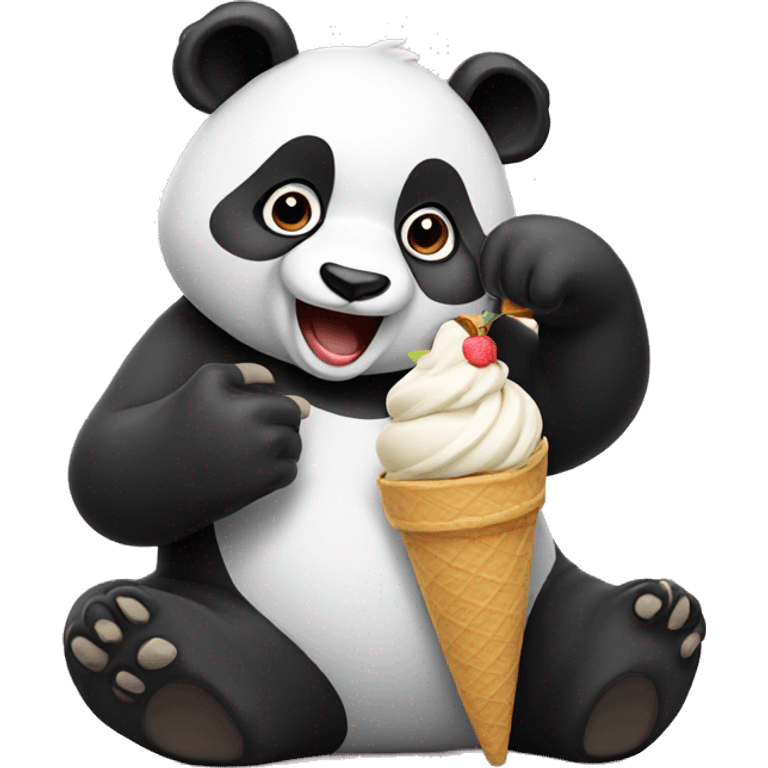 Panda eating ice cream emoji