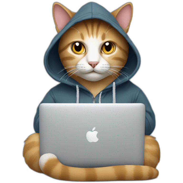 cat with hoodie and a macbook emoji