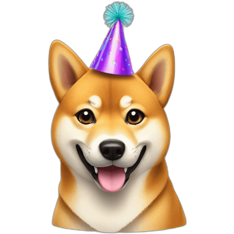 Shiba inu wearing a party hat emoji