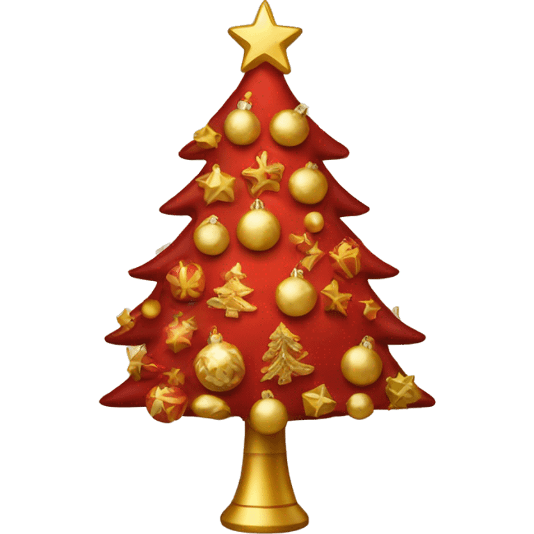 A red and gold christmas tree emoji