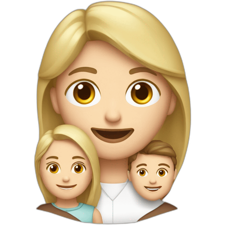 Familia de padre calvo, madre rubia, hijo rubio emoji