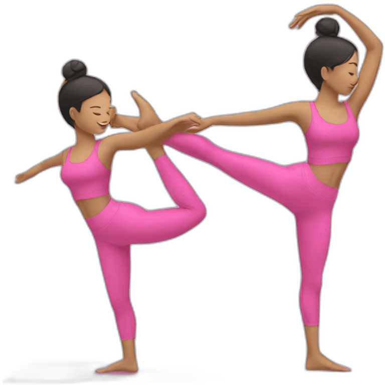 pilates girl in pink pilates pose asia emoji