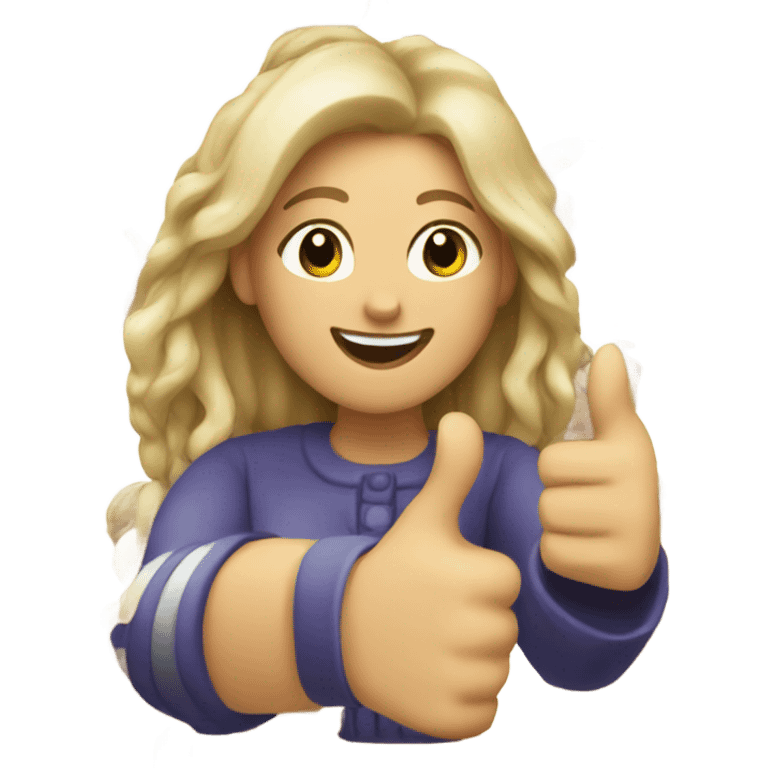 Woman giving a thumbs up with a bunch of thumbs up all around her emoji