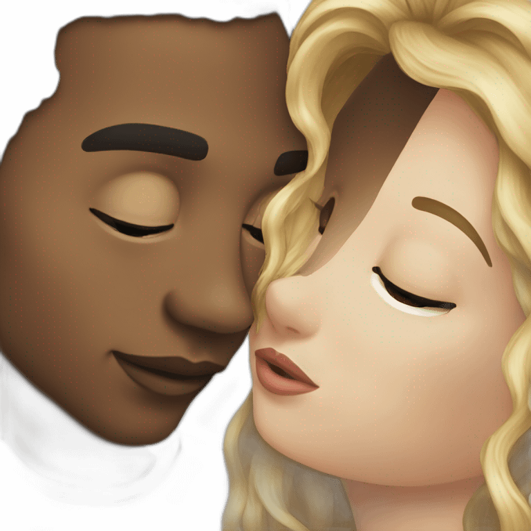 Black boy kissing a blonde girl emoji