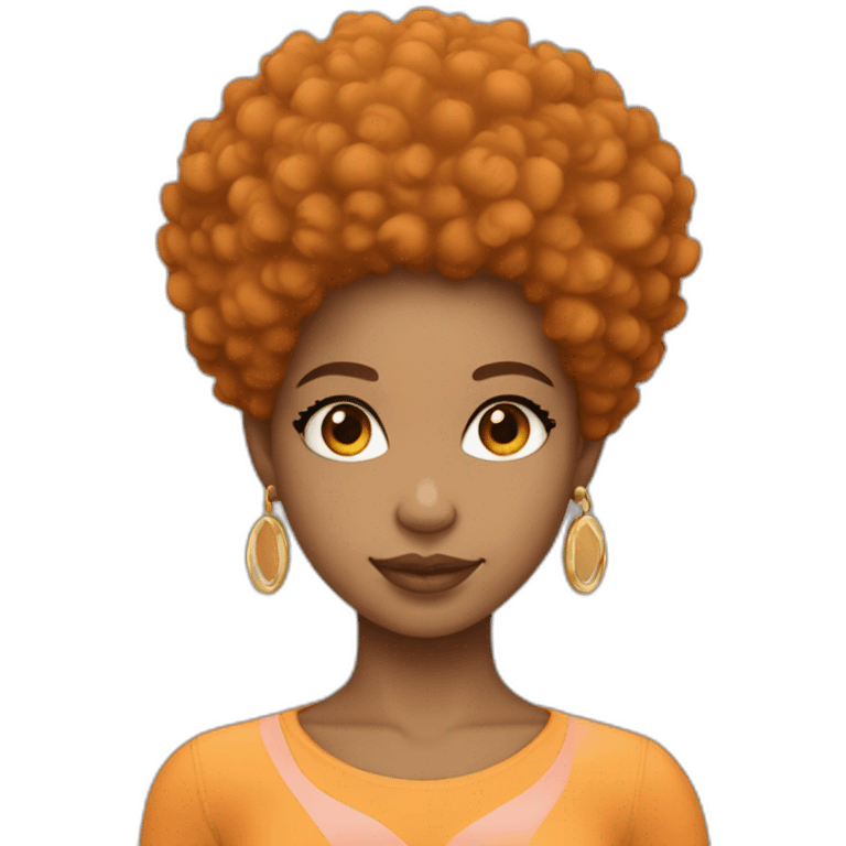 Light skin girl afro orange with heart shaped hands emoji