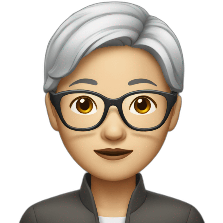 Short grey headed Asian woman with glasses emoji