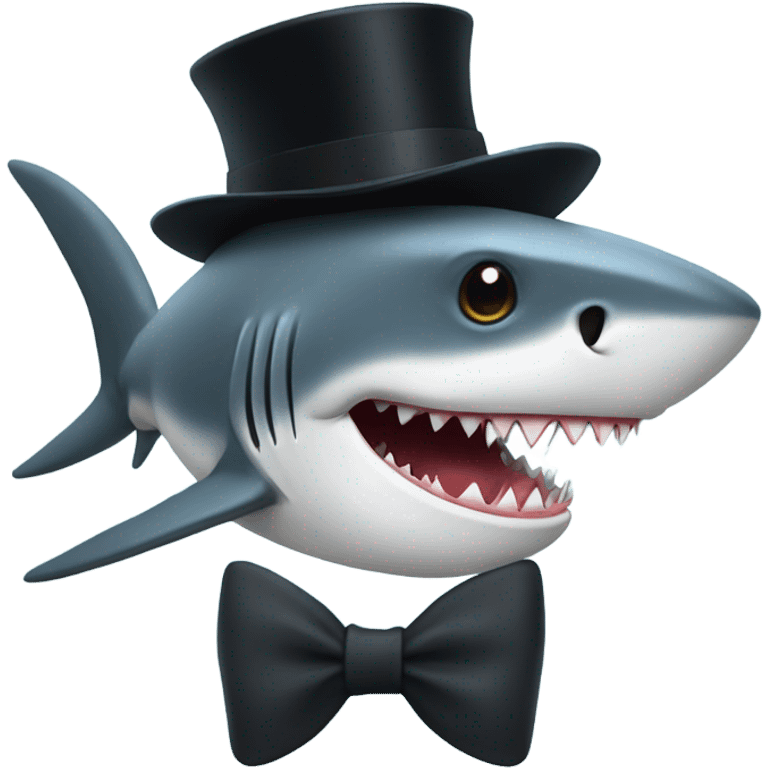 Shark with a top hat emoji