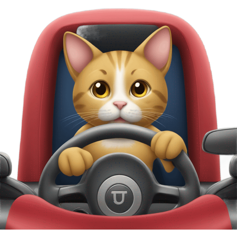 Cat drive a car with apple  emoji