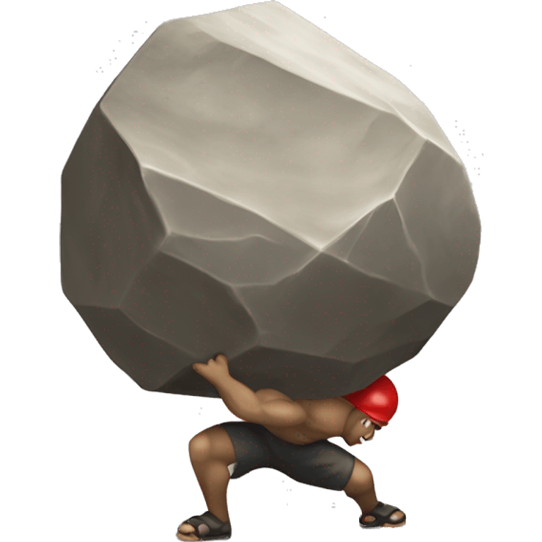 Sisyphus pushing his boulder uphill emoji