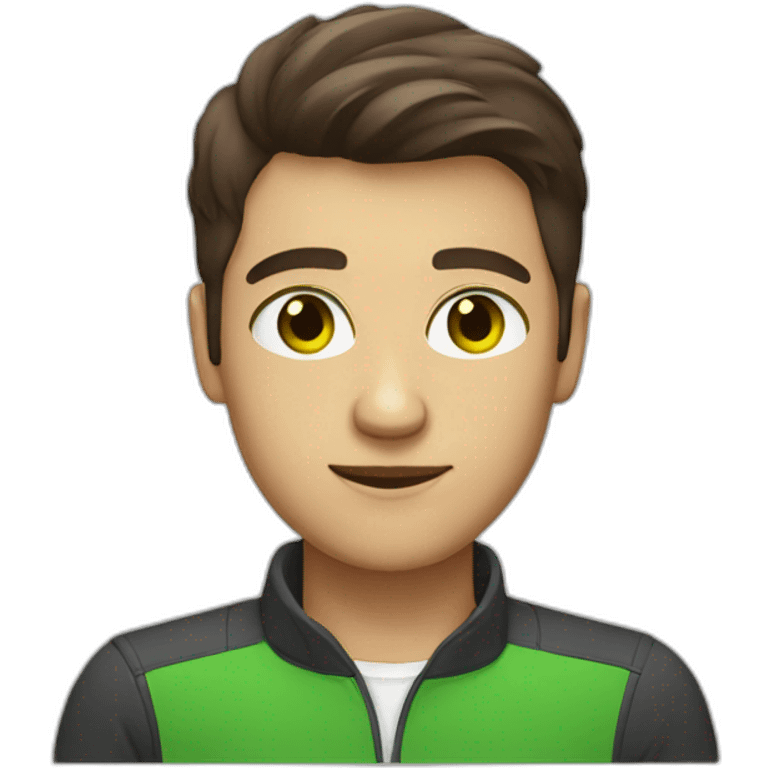 programmer with dark brown fade haircut green eyes emoji