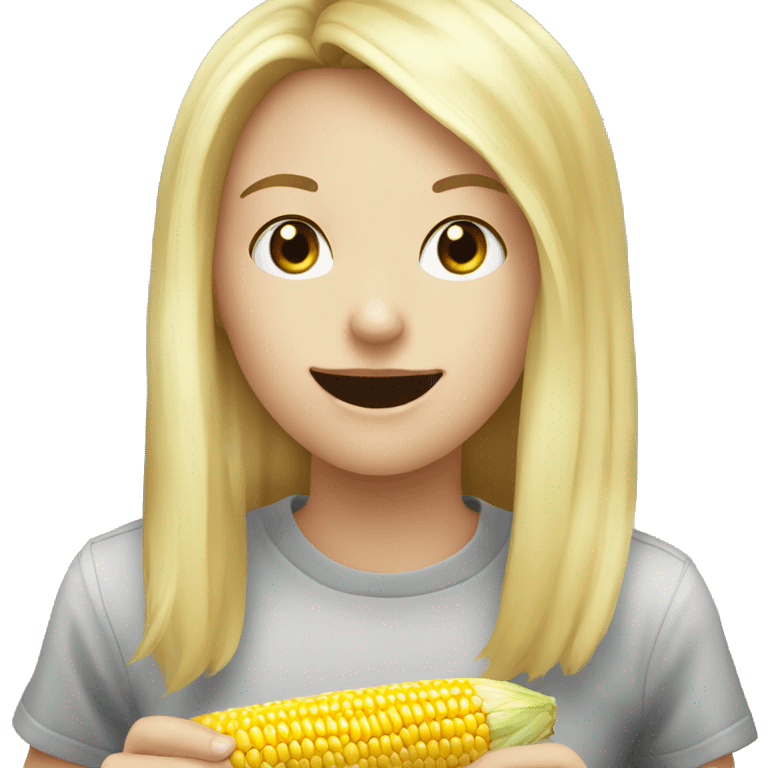 White girl blonde hair eating corn on the con emoji