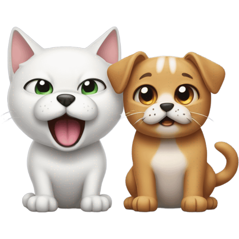 cat and dog bickering emoji