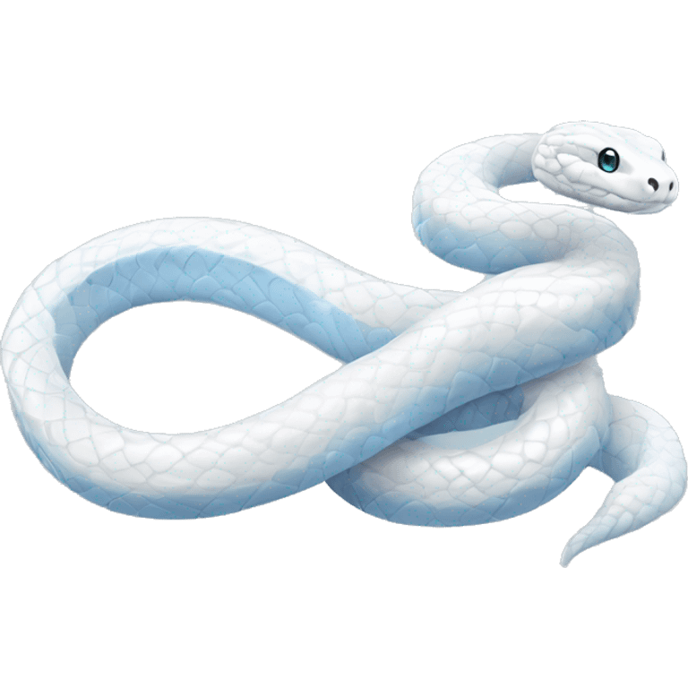 Make a pack of stickers for telegram with cartoon style snake white Texas striped snake. It is a white snake with blue eyes. It should be completely white with beautiful snow-white scales. Completely the entire snake is pure white. emoji