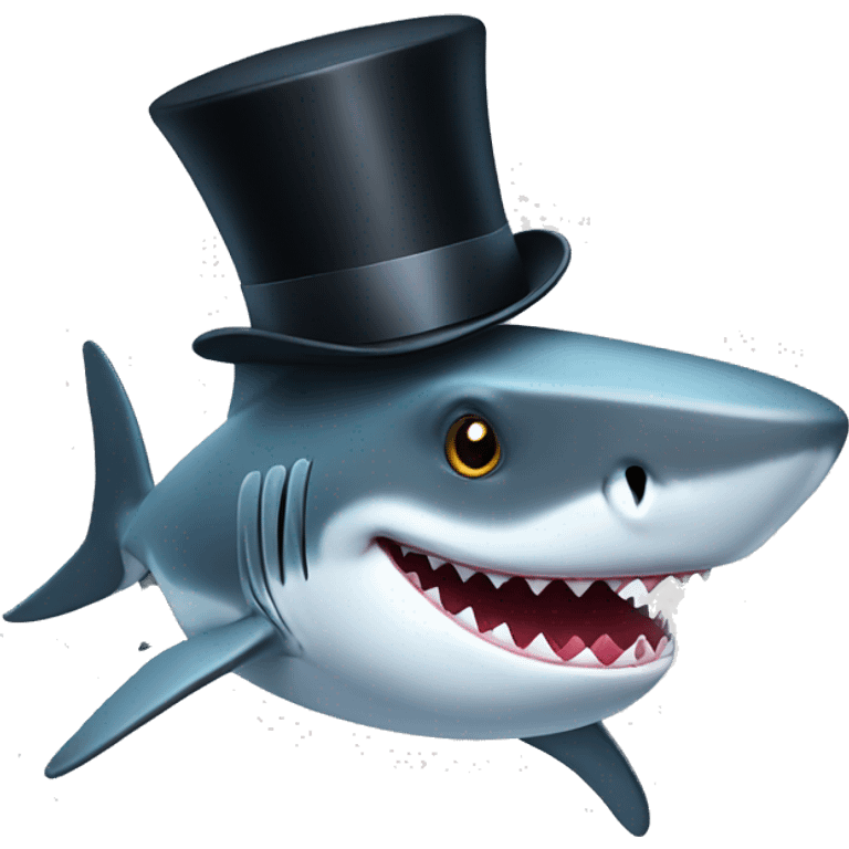 Shark with a top hat emoji