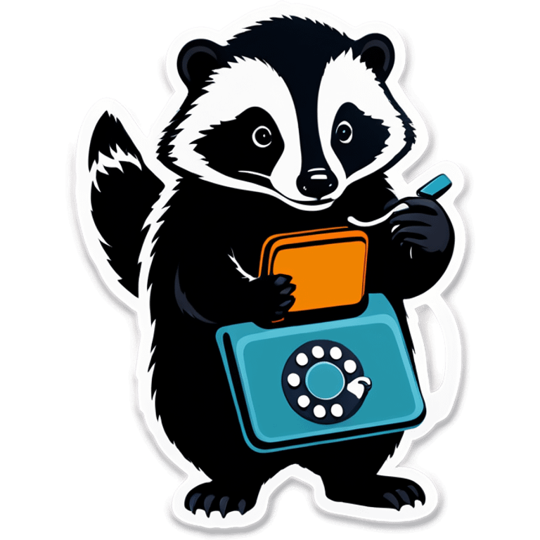 badger with corded phone emoji