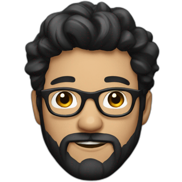 Handsome man with black hair and beard and glasses emoji