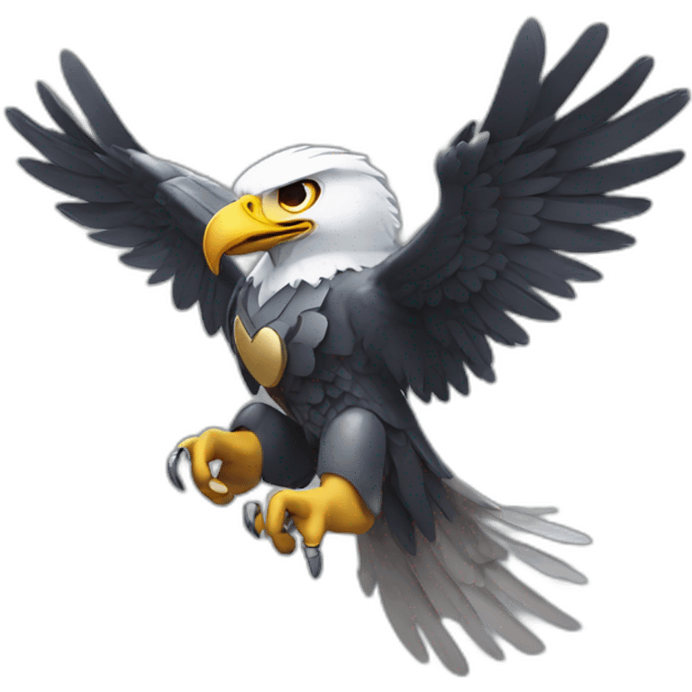 Cyborg eagle with spread wings emoji