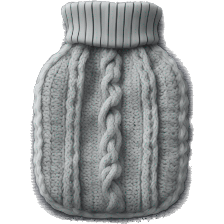 Hot water bottle with grey cable knit cover emoji