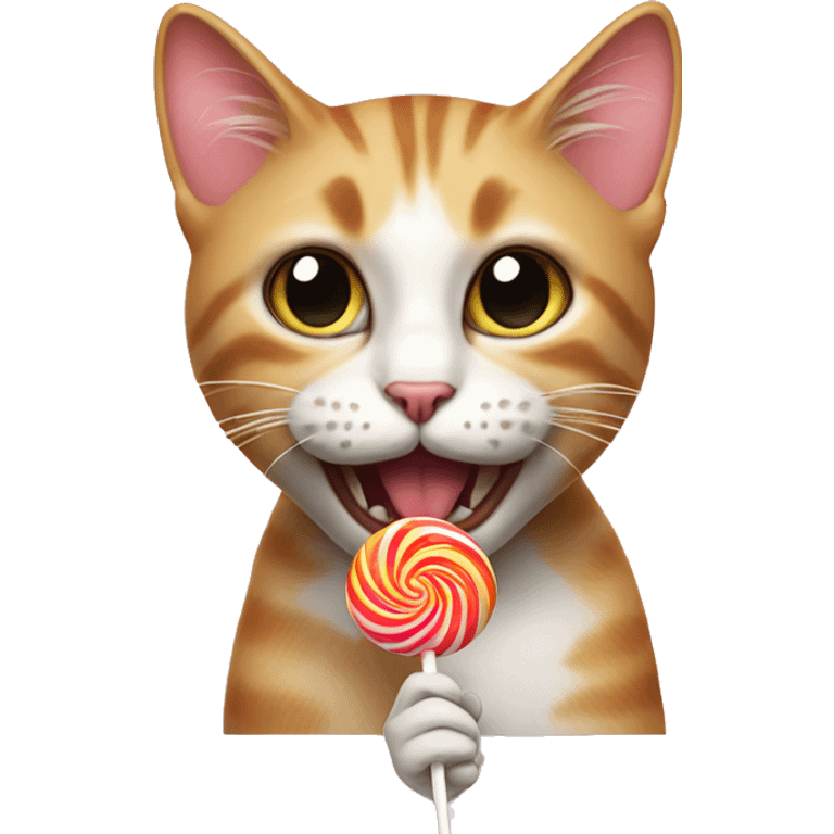 Cat eating a lollipop emoji