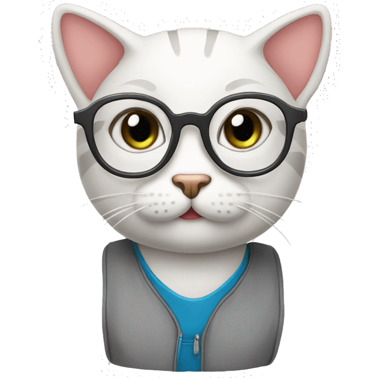 cute cat student glasses emoji