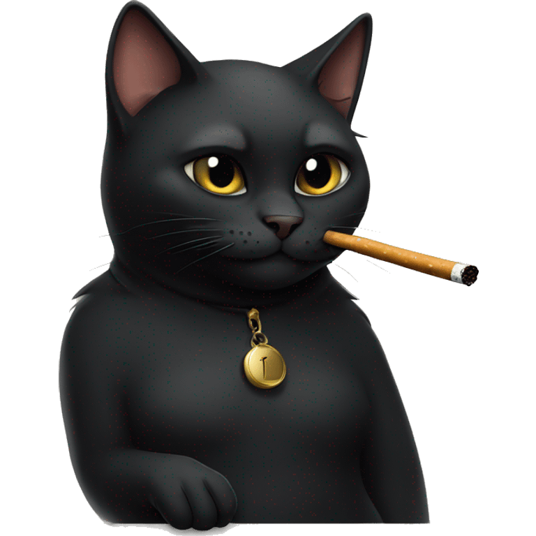 Black cat smoking a cigarette emoji