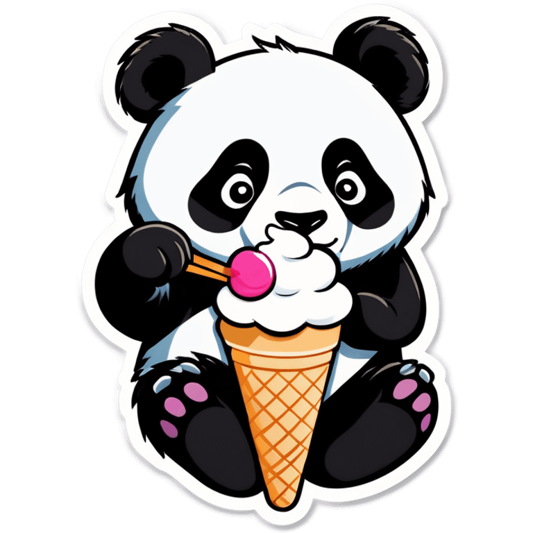 Panda eating ice cream emoji