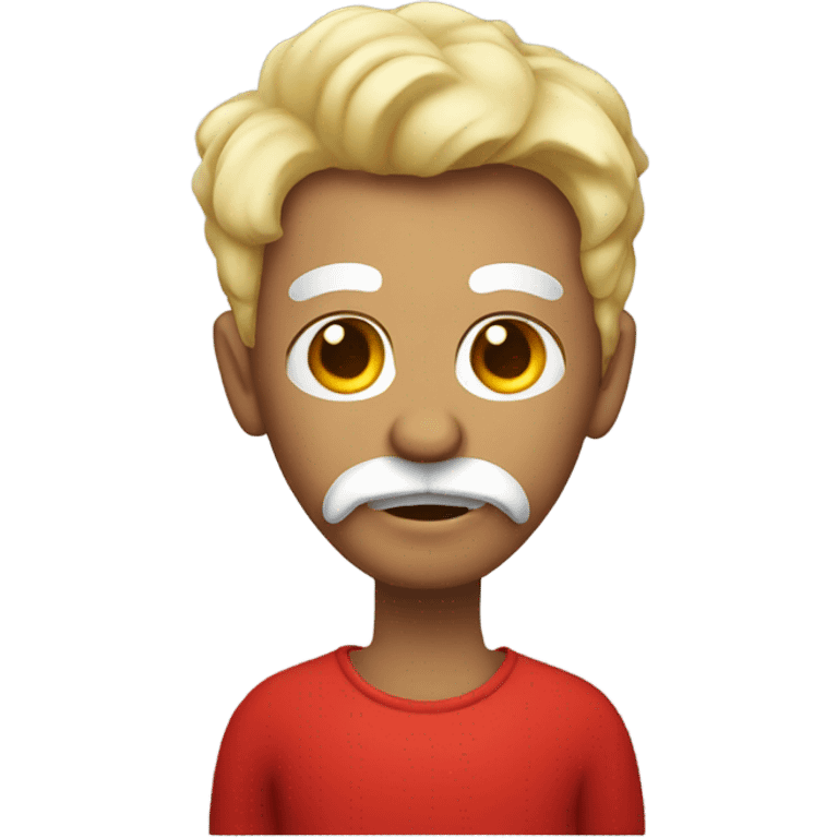 red devil with white horns, mustache and short hair emoji