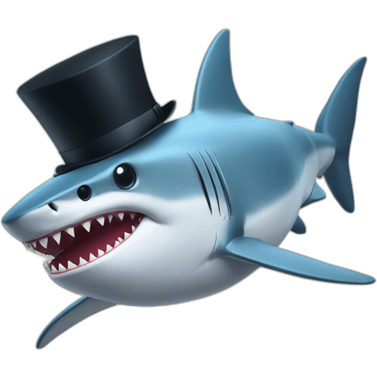 Shark with a top hat emoji