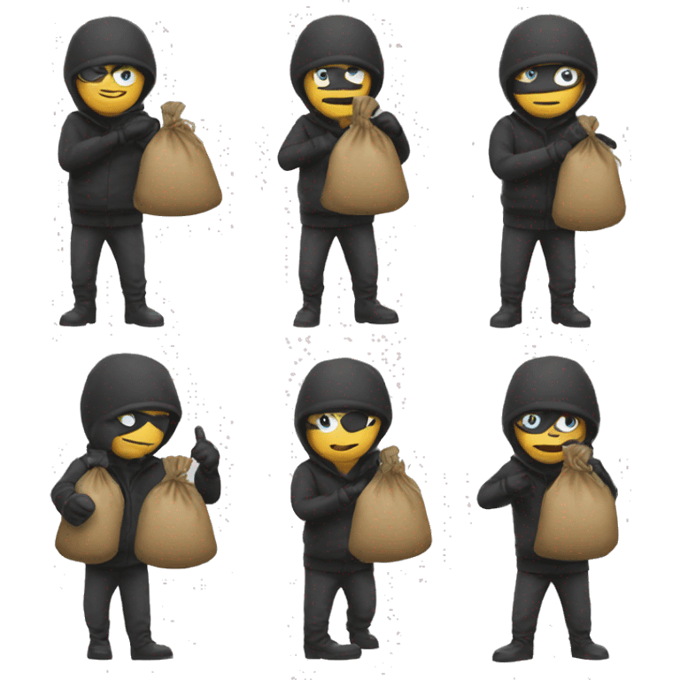 Thief with bag of money  emoji