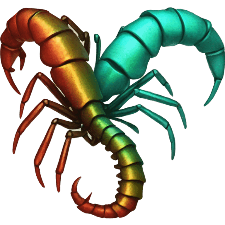 Black red gold green cyan rusty grunge scorpion with stinger large stinger tail emoji