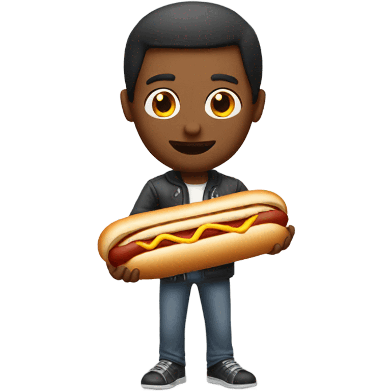 Guy holding plain hotdog emoji