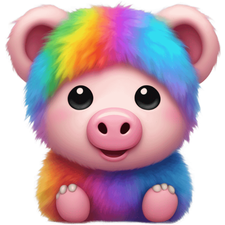 fluffy pig teddy with rainbow fur emoji