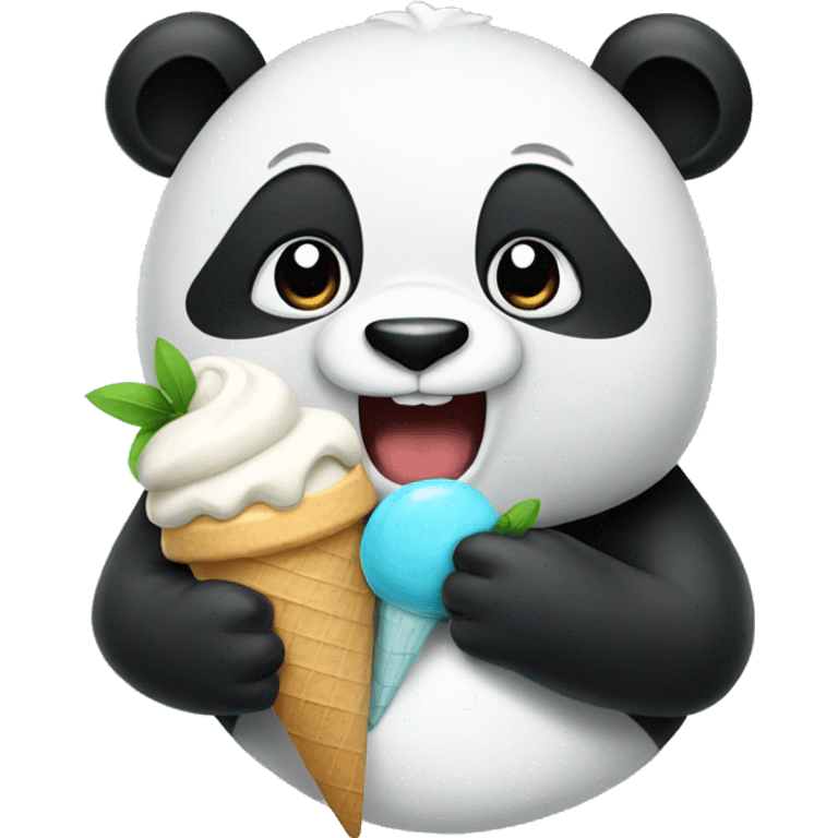 Panda eating ice cream emoji