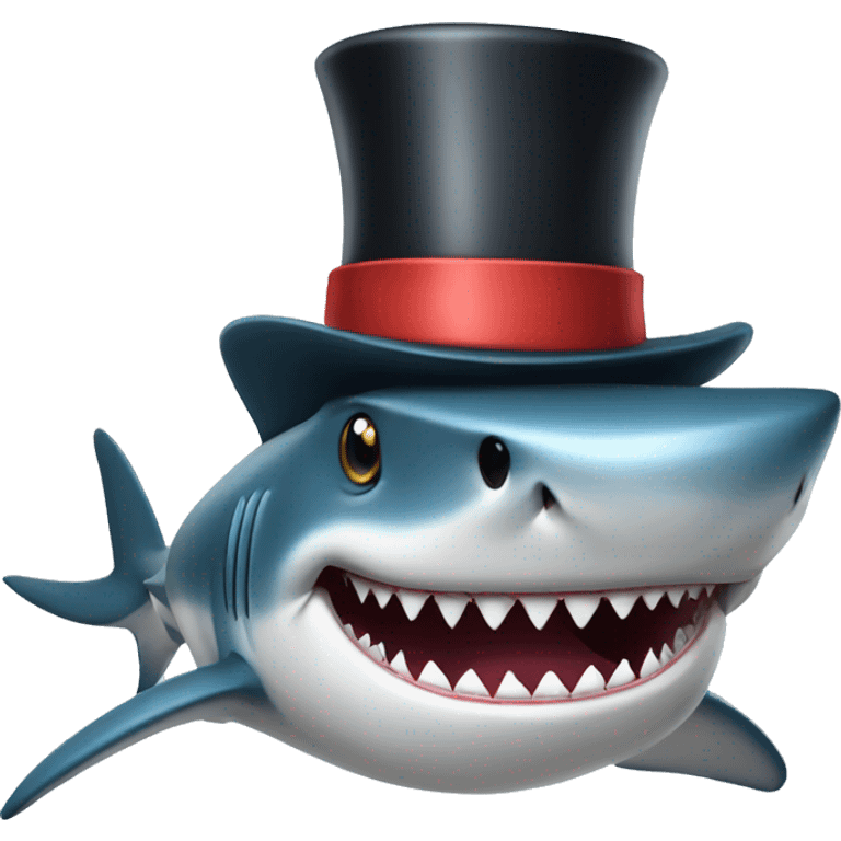 Shark with a top hat emoji