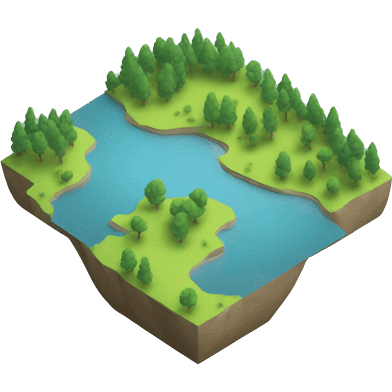 lake landscape isometric 3d emoji