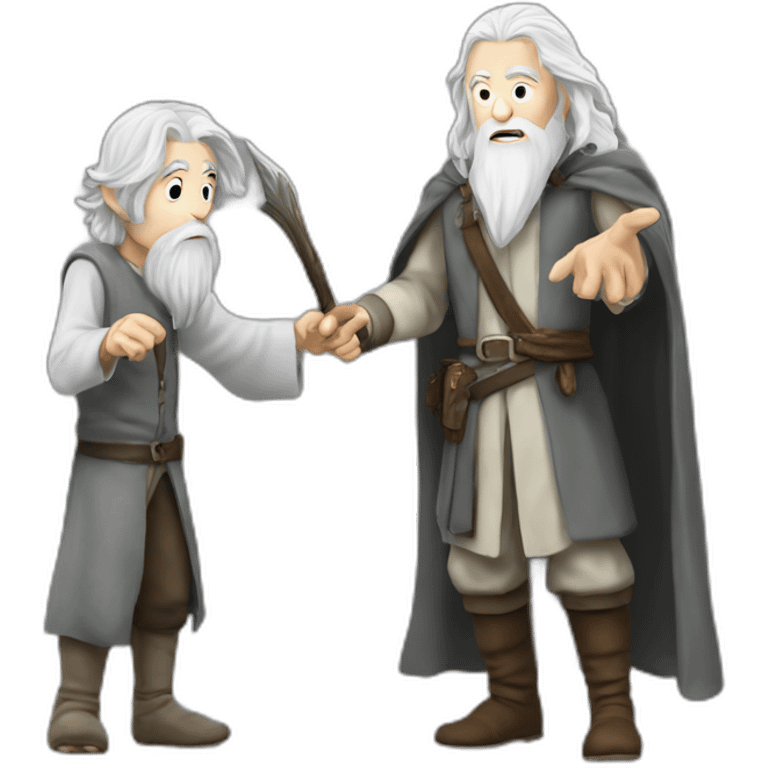 gandolf the grey pointing at gandolf the white emoji