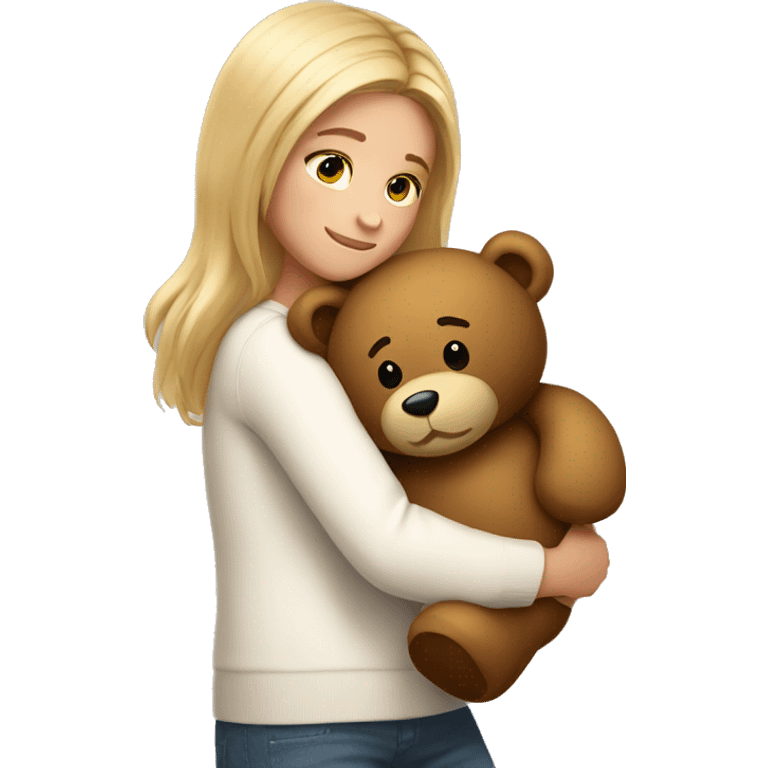 girl hugging a big teddy bear emoji