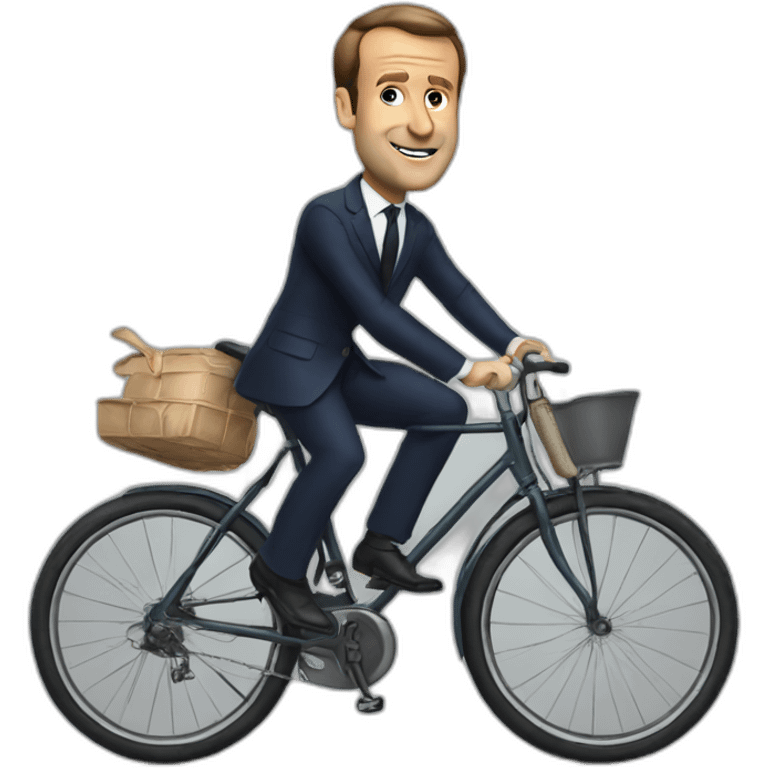 Macron on bicycle ant emoji