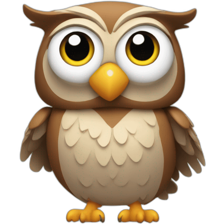 an owl with muscles smiling emoji