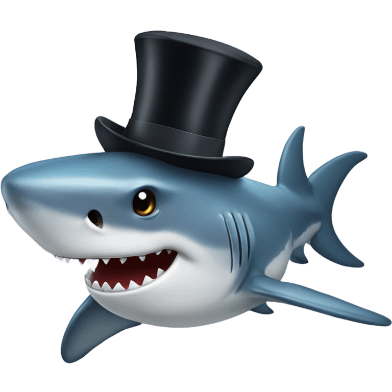 Shark with a top hat emoji