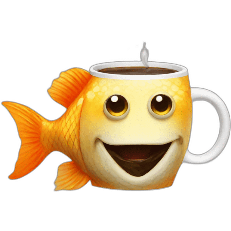 Fish drinking coffe emoji