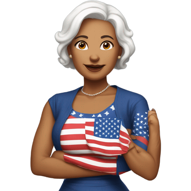  Middle age women wearing American flag at political rally who is in search of handsome man emoji