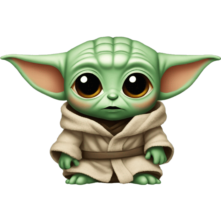 Baby Yoda is very confused and all red emoji