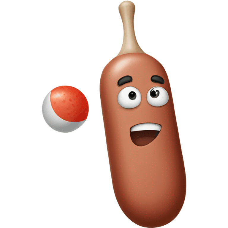 Une saucisse fâché qui fait du ping pong emoji