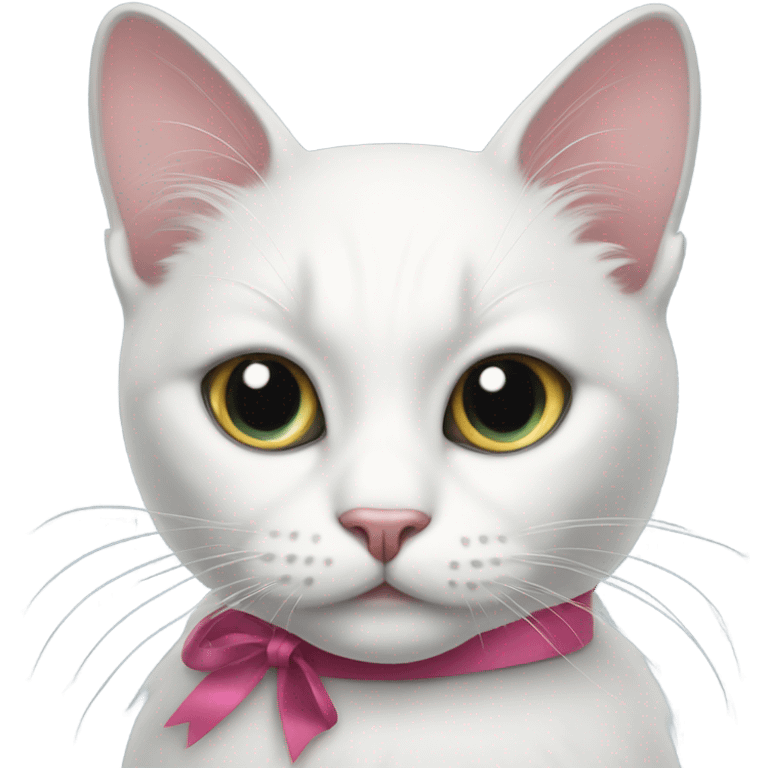 white cat with ribbon emoji