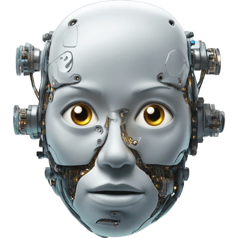 Cyborg head with eye implant and circuitry emoji