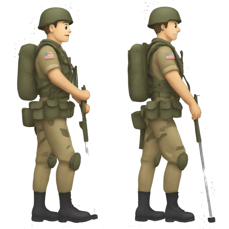 a soldier with bad legs on crutches emoji